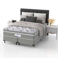 Cama Box King Size Probel Century D28 com Molas Ensacadas e Pillow Euro 70x193x203cm - Branco/Cinza - 5