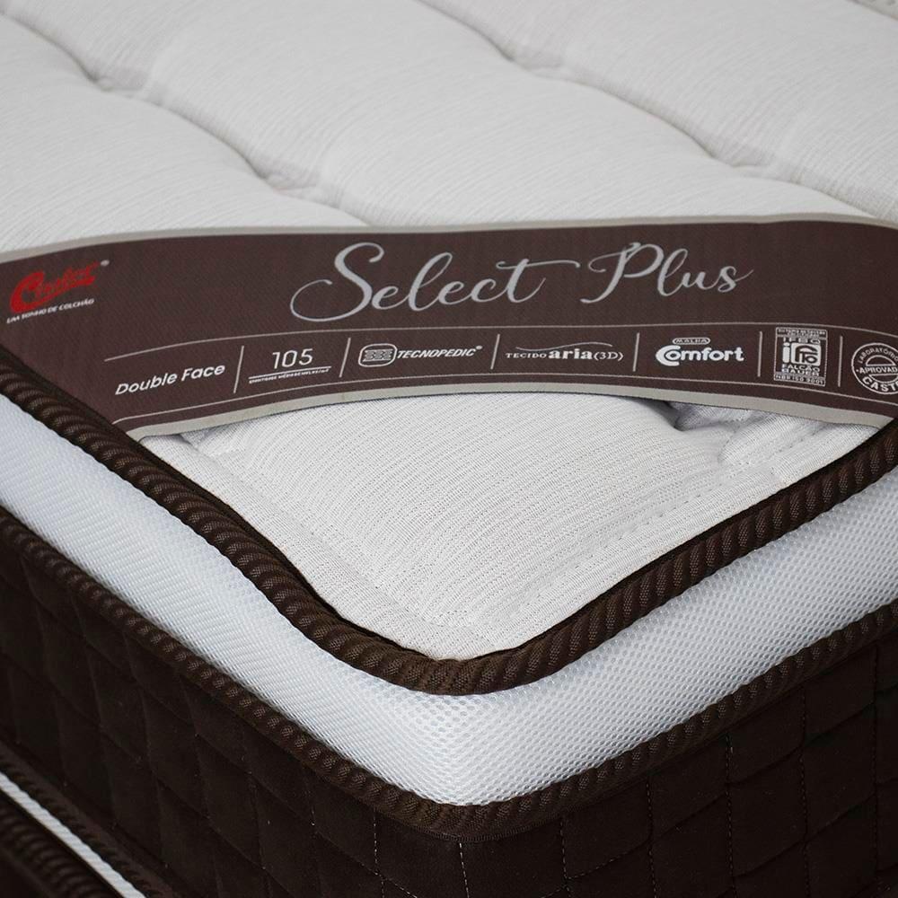 Cama Box King Size Castor Sellect P Double Revestida em Tecido Suede + Colchão com Molejo Tecnopedic e Euro Pillow 34x193x203cm – Marrom/Bege - 4
