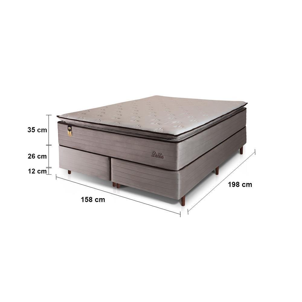 Cama Box Bipartida Queen Size Hellen Dublin com Molas Ensacadas e Espuma D33 73x158x198 cm - Bege - 4