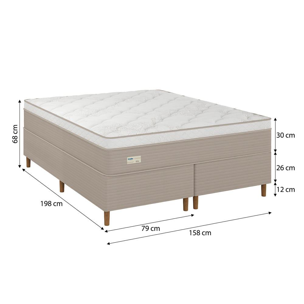 Cama Box Queen Size Umaflex Milão Bipartida com Revestimento em Malha + Colchão com Euro Pillow e Molas Ensacadas 30x158x198cm – Bege e Branca - 4