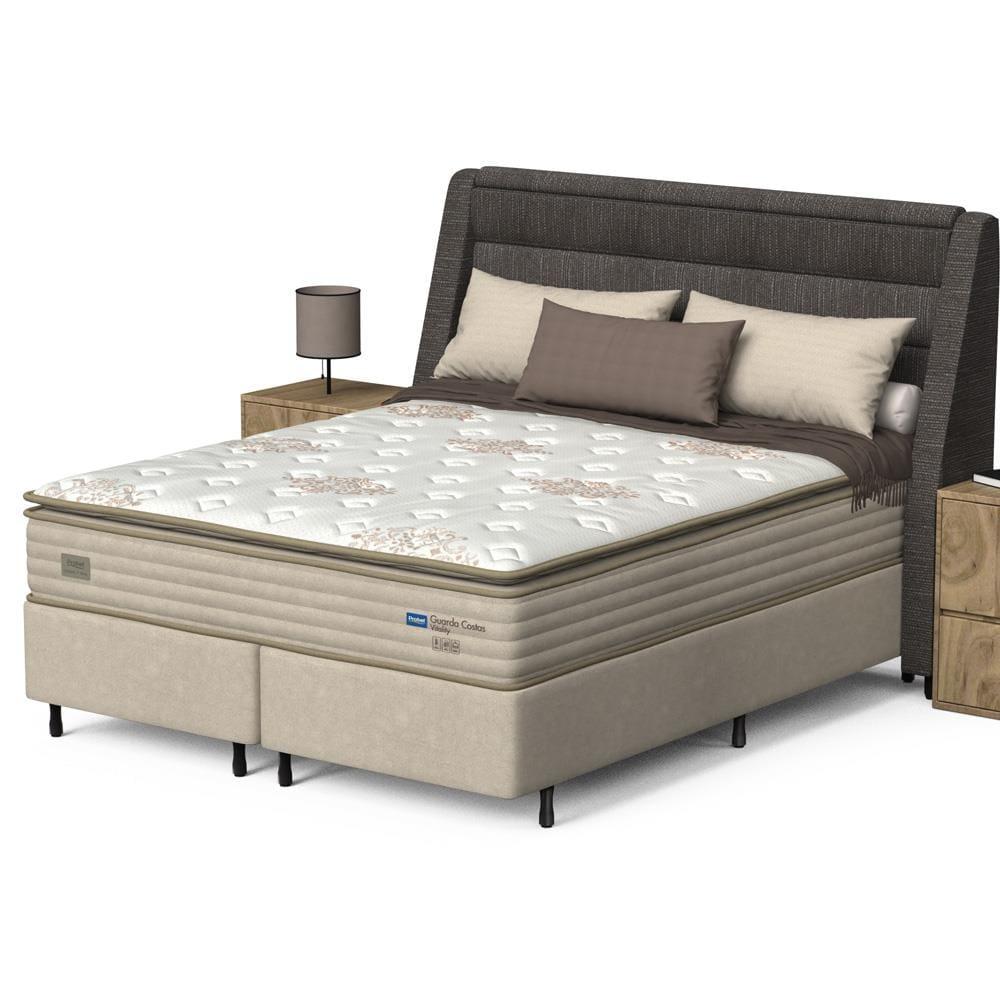 Cama Box Queen Size Probel Guarda Costas Vitality Revestida em Tecido Suede + Colchão com Pillow Super e Molas Ensacadas 30x158x188cm – Branca e Marfi - 4