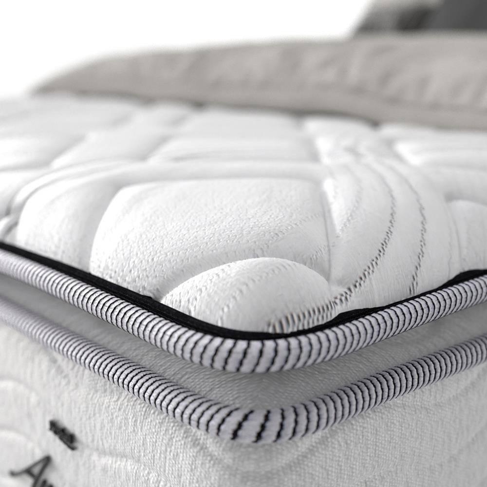 Cama Box King Size Probel Amsterdã D20, D33 com Molas Ensacadas e Pillow Top 72x193x203 - Branco/Preto - 7