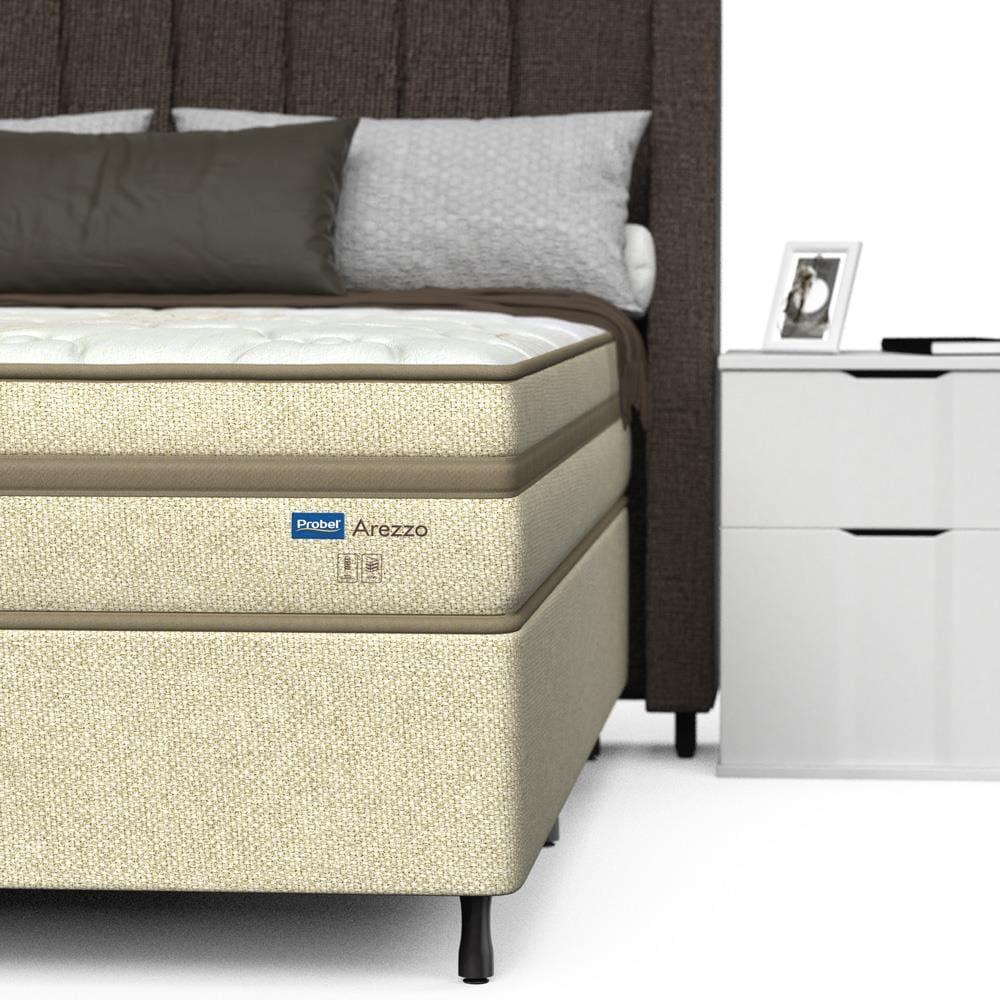 Cama Box Queen Size Probel Arezzo Revestido em Tecido Jacquard + Colchão com Pillow Euro e Molas Ensacadas Individualmente 26x188x158cm - Bege e Br - 7