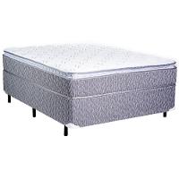 Cama Box Queen Size Luckspuma Valência Comfort com Molas Ensacadas e Pillow Top 64x158x198cm - Cinza Rústico/Branco - 1
