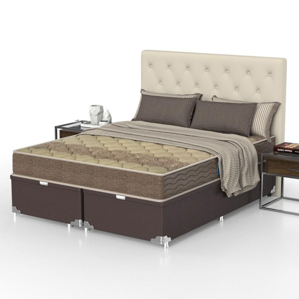 Cama Box Queen Size Probel Guarda Costas Próintense DF Espuma D33 68 x 158 x 198cm - Bege/Marrom - 1
