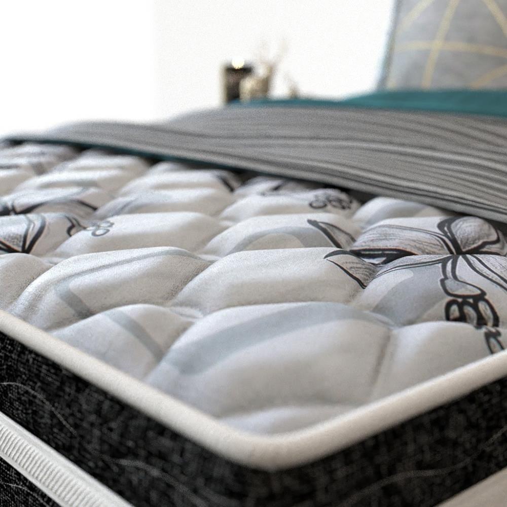 Cama Box Queen Size Probel Guarda Costas Premium Hiper Firme Espuma D20, 28 e 40 60x158x198cm - Branco/Preto - 6