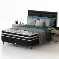 Cama Box Queen Size Probel Guarda Costas Premium Hiper Firme Espuma D20, 28 e 40 60x158x198cm - Branco/Preto