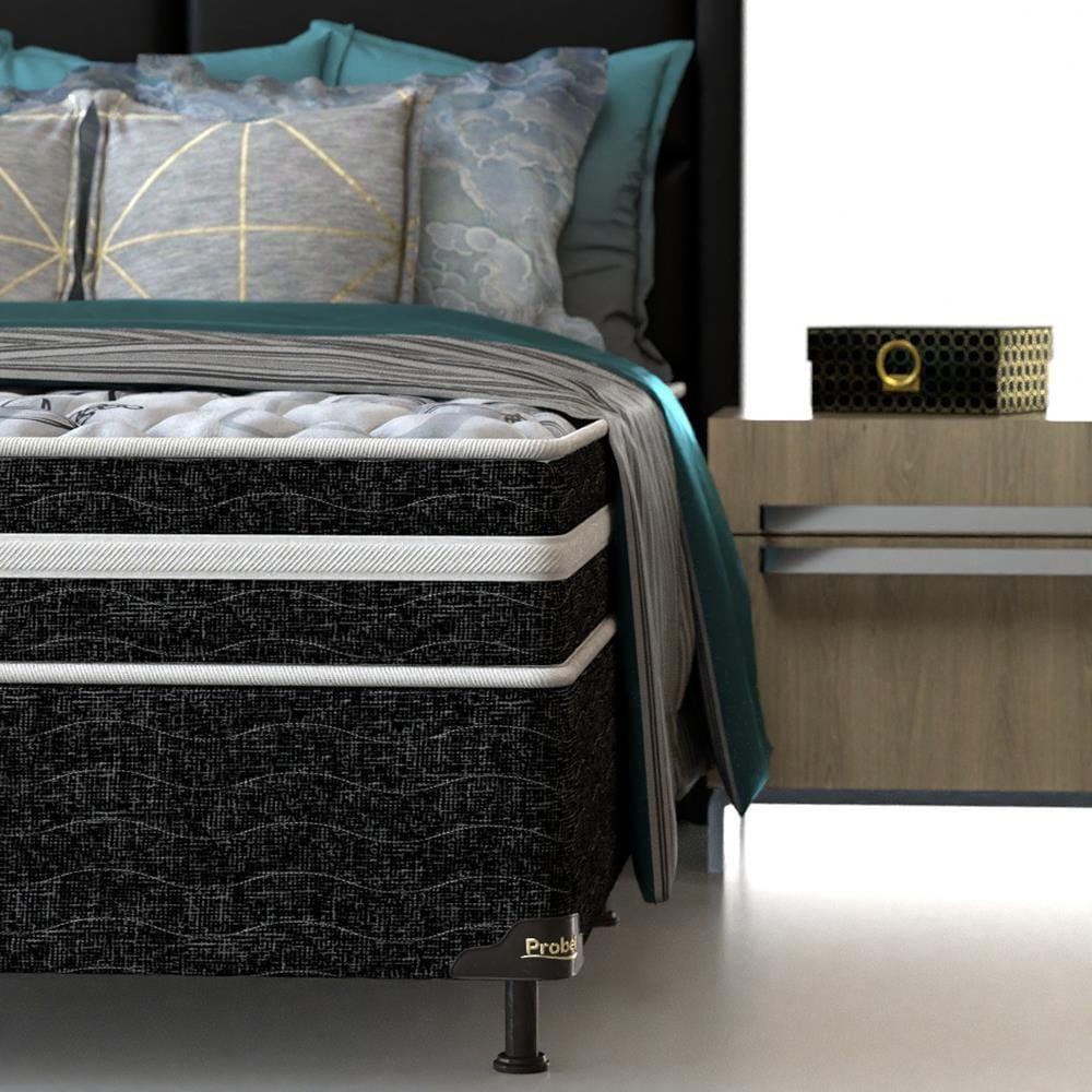 Cama Box Queen Size Probel Guarda Costas Premium Extra Firme Espuma D20, 28 e 33 60x158x198cm - Branco/Preto - 5