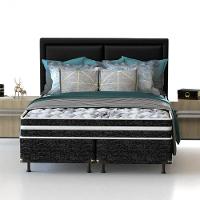 Cama Box Queen Size Probel Guarda Costas Premium Extra Firme Espuma D20, 28 e 33 60x158x198cm - Branco/Preto - 1