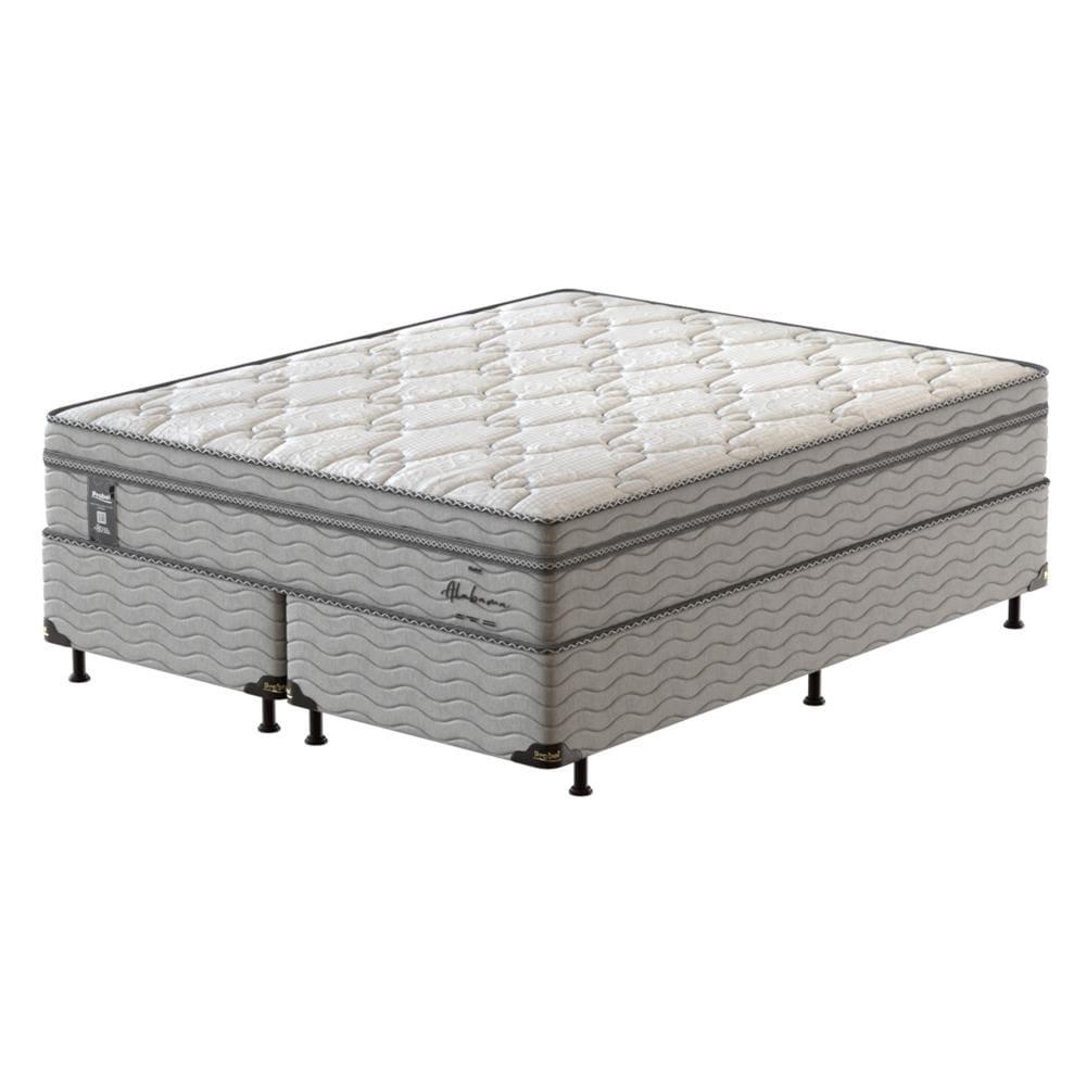 Cama Box Queen Size Probel Alabama com Euro Pillow e Molas Ensacadas 68x158x198 cm - Branco/Cinza - 1