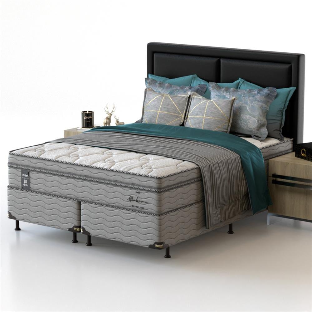 Cama Box Queen Size Probel Alabama com Euro Pillow e Molas Ensacadas 68x158x198 cm - Branco/Cinza - 2