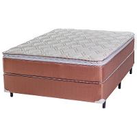 Cama Box Queen Size Luckspuma Madri com Molas Bonnel e Pillow Top 66x158x198cm - Rústico Marrom/Branco - 1