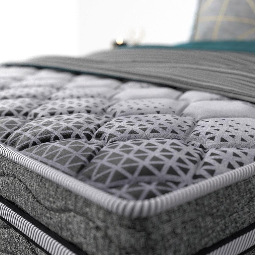 Cama Box Queen Size Probel Village D28 com Molas Ensacadas e Pillow Euro 68x158x198cm - Branco/Preto - 7