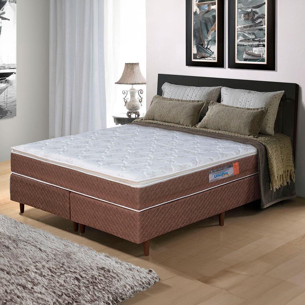 Cama Box Queen Size Umaflex Berlim com Molas Ensacadas 62x158x198cm - Castor/Branco - 1