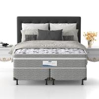 Cama Box Queen Size Probel Century D28 com Molas Ensacadas e Pillow Euro 70x158x198cm - Branco/Cinza - 1