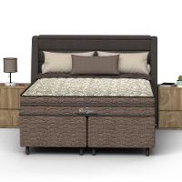 Cama Box Queen Size Probel Óregon com Euro Pillow e Molas Prolastic 62x158x198 cm - Bege/Marrom - 1