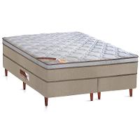 Cama Box Queen Size Castor Revolution com Mola Bonnel 66x158x198cm – Branco/Bege - 1