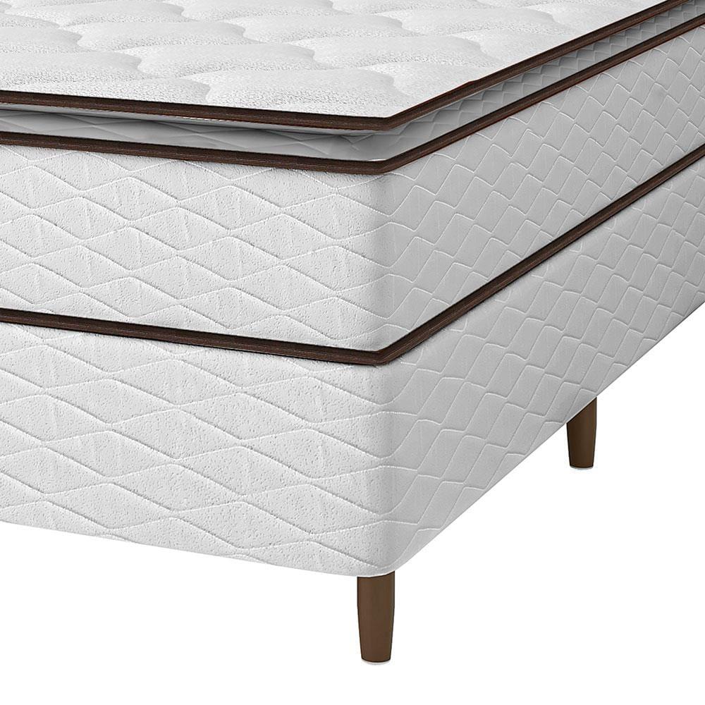 Cama Box de Casal Umaflex New Itália com Molas Ensacadas e Pillow Top D26 - 63x138x188cm - Branco/Marrom - 4