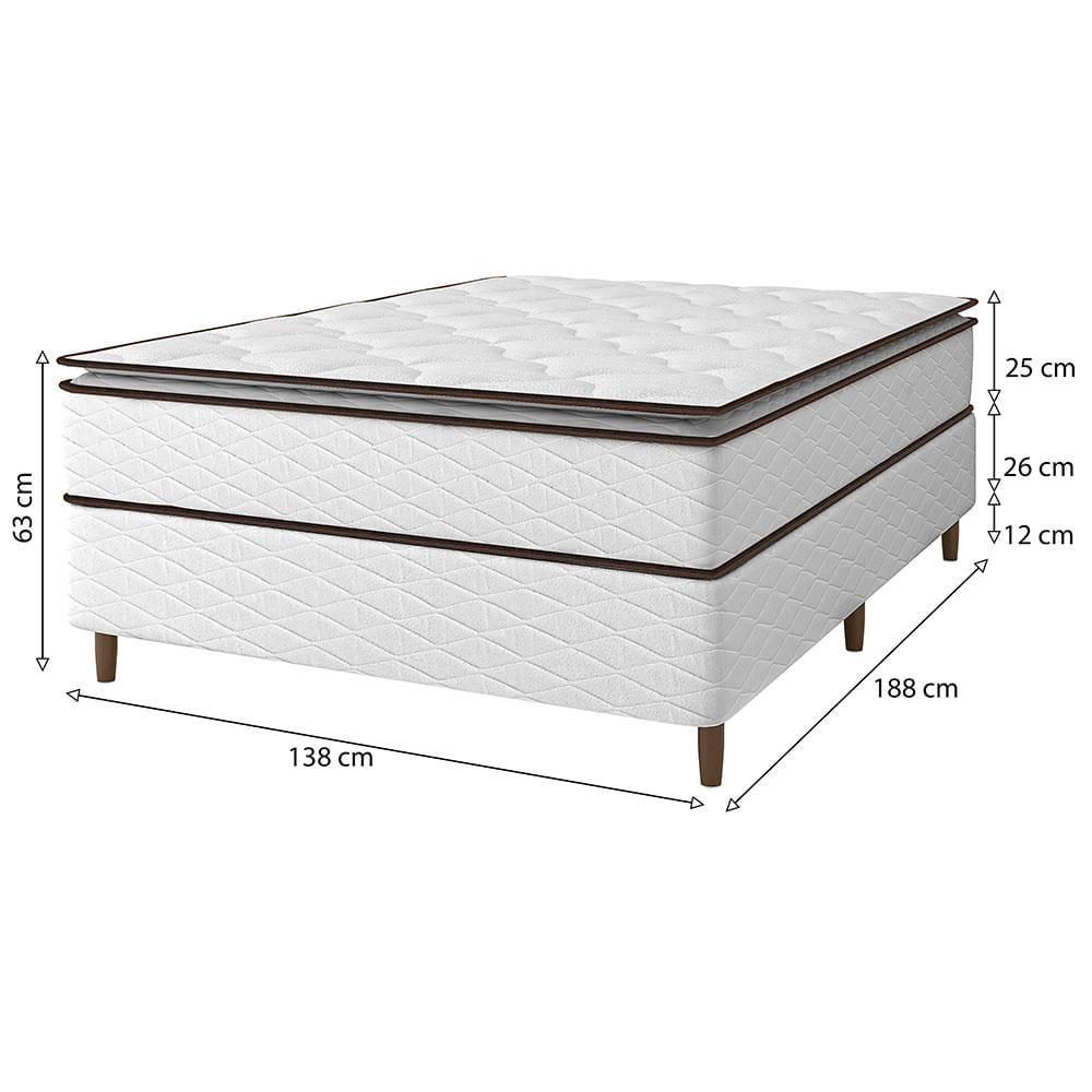 Cama Box de Casal Umaflex New Itália com Molas Ensacadas e Pillow Top D26 - 63x138x188cm - Branco/Marrom - 7
