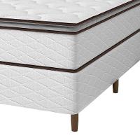 Cama Box de Casal Umaflex New Itália com Molas Ensacadas e Pillow Top D26 - 63x138x188cm - Branco/Marrom