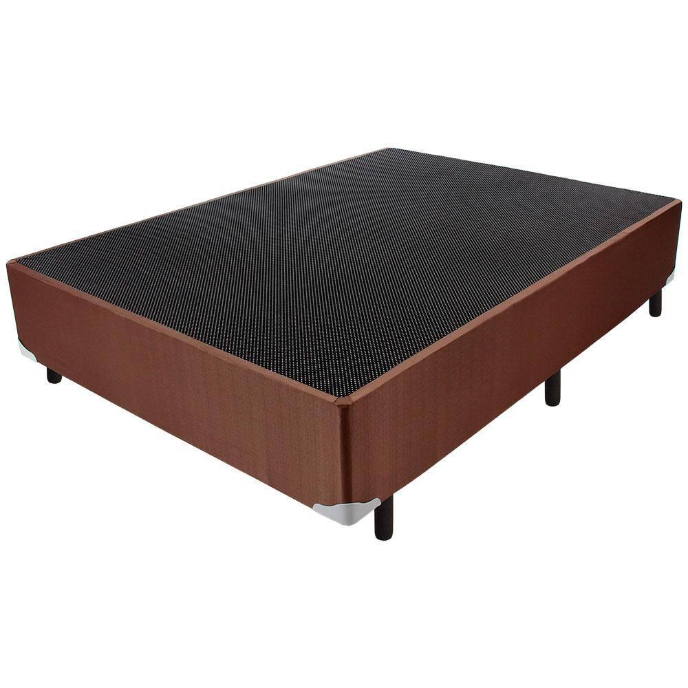 Cama Box de Casal Luckspuma Sevilla Plus com Molas Ensacadas e Pillow Top Duplo 66x138x188cm - Rústico Marrom/Branco - 4