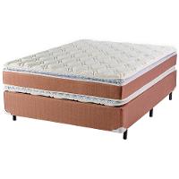 Cama Box de Casal Luckspuma Sevilla Plus com Molas Ensacadas e Pillow Top Duplo 66x138x188cm - Rústico Marrom/Branco - 1