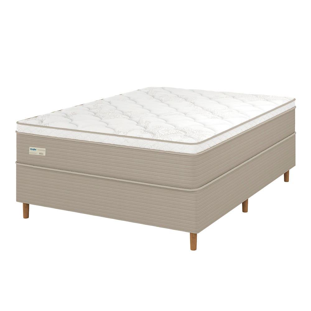 Cama Box Casal Umaflex Milão com Revestimento em Malha + Colchão com Euro Pillow e Molas Ensacadas 30x138x188cm – Bege e Branca - 2