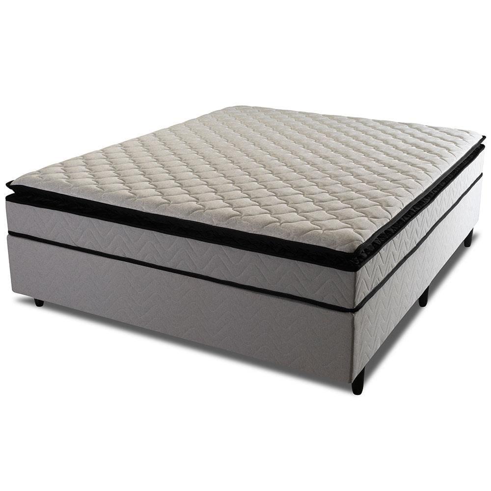Cama Box de Casal Hellen Titanium com Espuma D28, Pillow Top e Revestimento em Tecido Malha 62x138x188cm - Cinza/Preto - 2