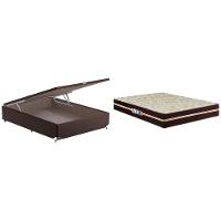 Cama Box de Casal Hellen Millenium Espuma D33 com Box Baú Probel Universal 59x138x188cm - Marrom/Bege - 1