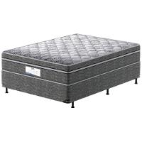 Cama Box de Casal Probel Village D28 com Molas Ensacadas e Pillow Euro 68x138x188cm - Branco/Preto - 2