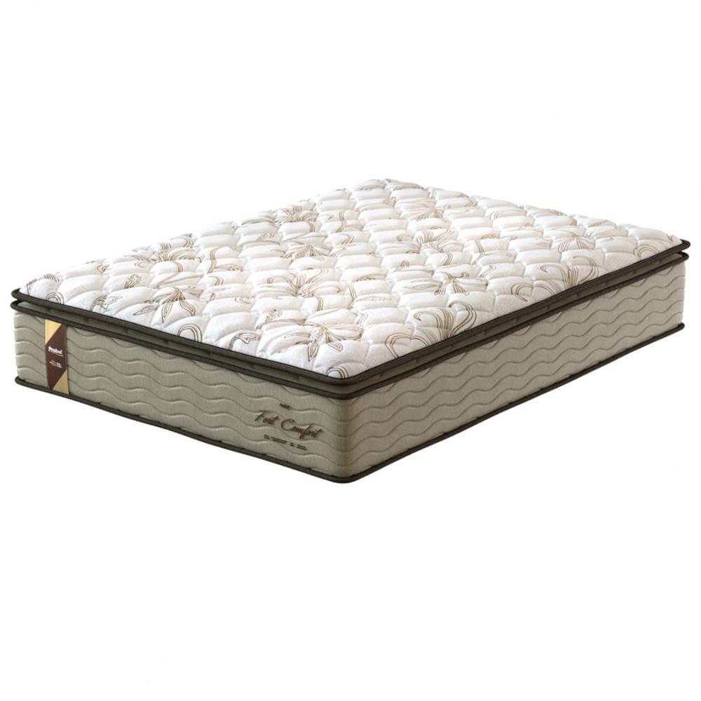 Cama Box de Casal Probel Fort Comfort com Pillow Top e Molas Prolastic 72x138x188cm - Branco/Bege - 4