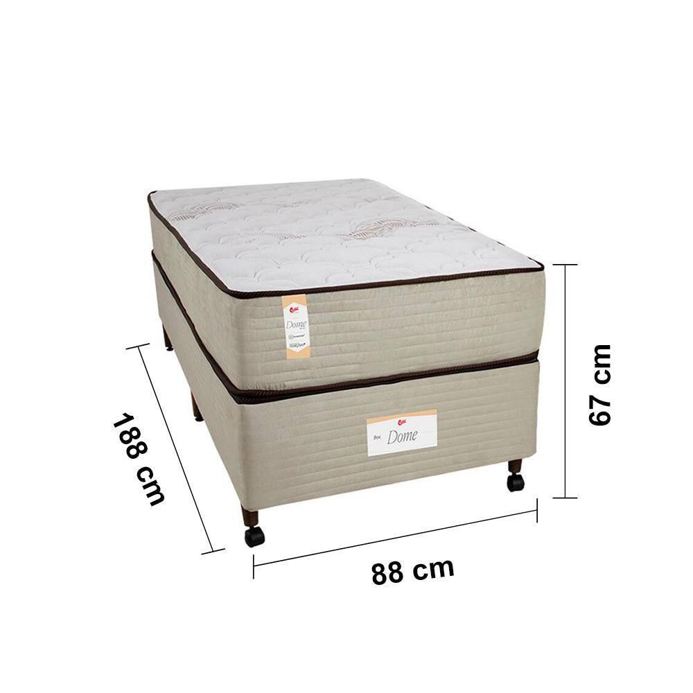 Cama Box Solteiro Castor Dome One Revestida em Tecido Suede + Colchão com Molejo Tecnopedic e Revestimento em Malha 27x88x188cm – Bege - 4