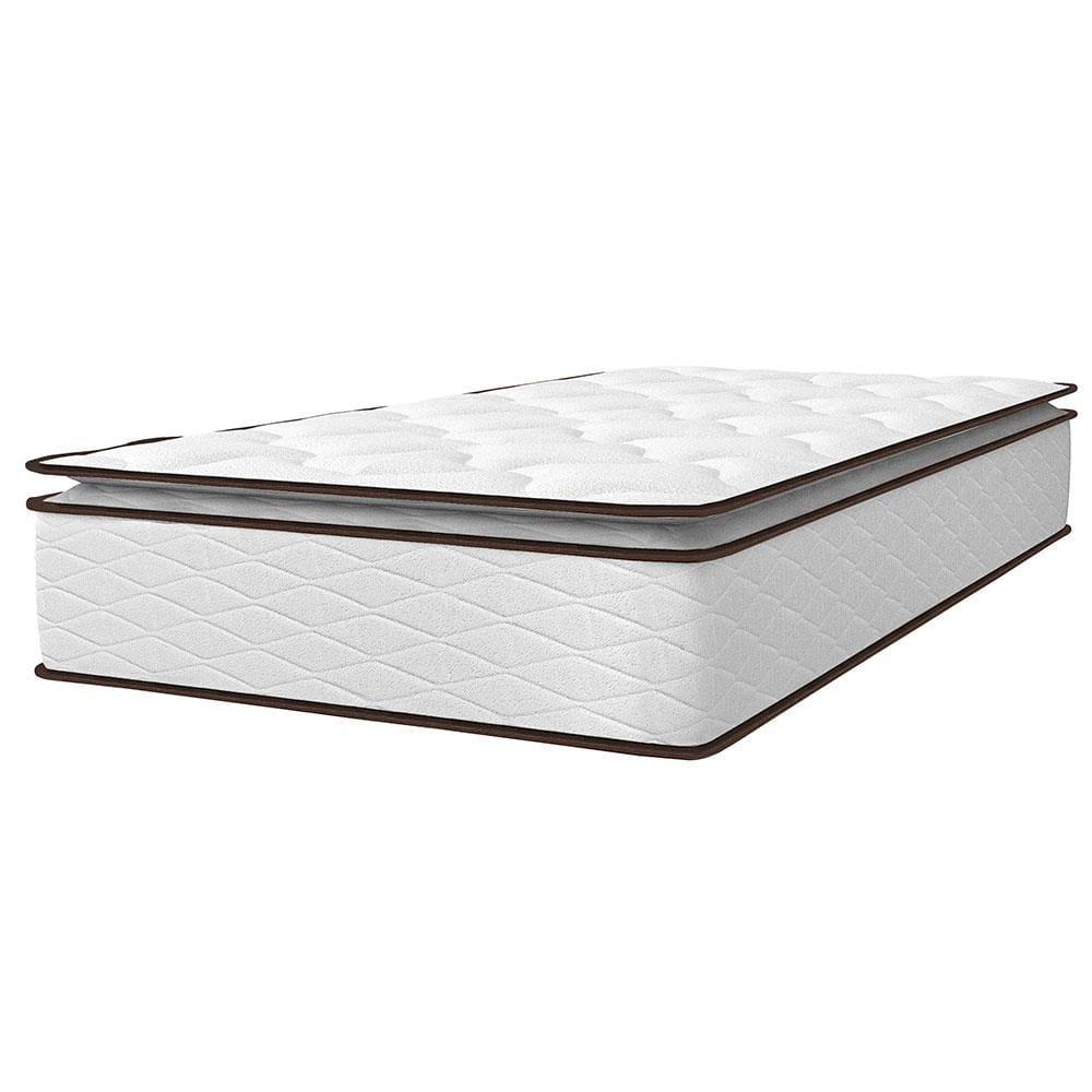 Cama Box de Solteiro Umaflex New Itália com Molas Ensacadas e Pillow Top D26 - 63x88x188cm - Branco/Marrom - 2