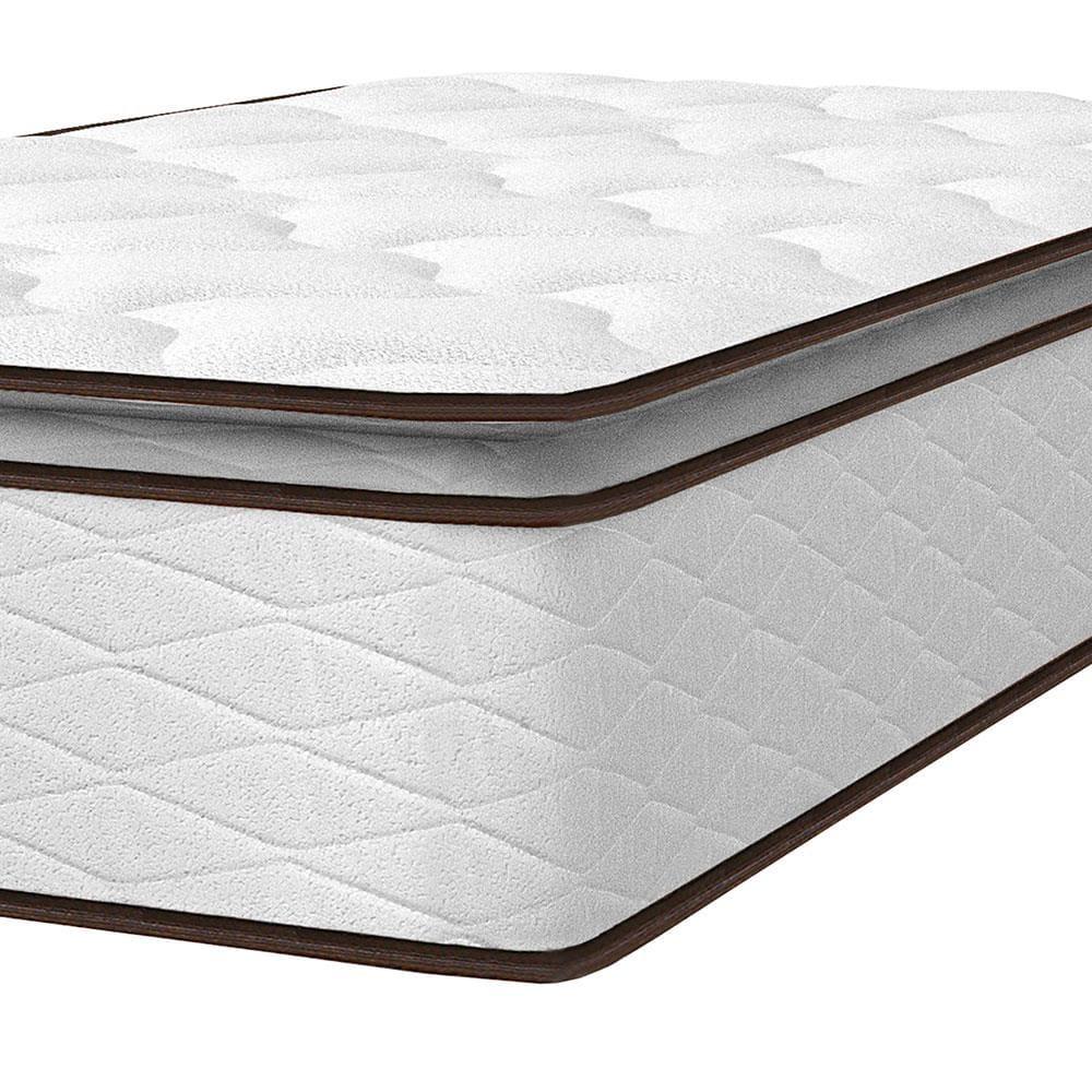 Cama Box de Solteiro Umaflex New Itália com Molas Ensacadas e Pillow Top D26 - 63x88x188cm - Branco/Marrom - 4