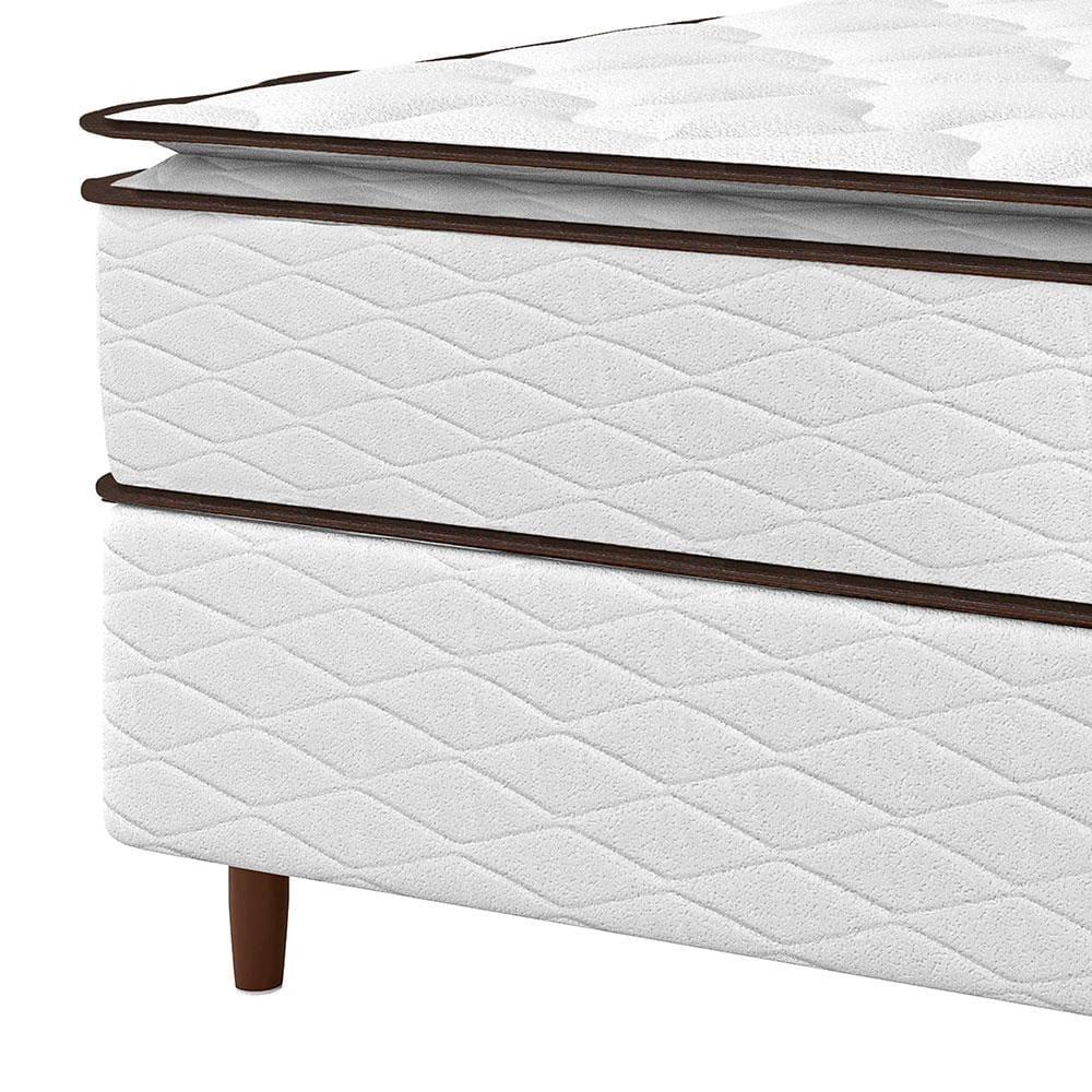 Cama Box de Solteiro Umaflex New Itália com Molas Ensacadas e Pillow Top D26 - 63x88x188cm - Branco/Marrom - 5