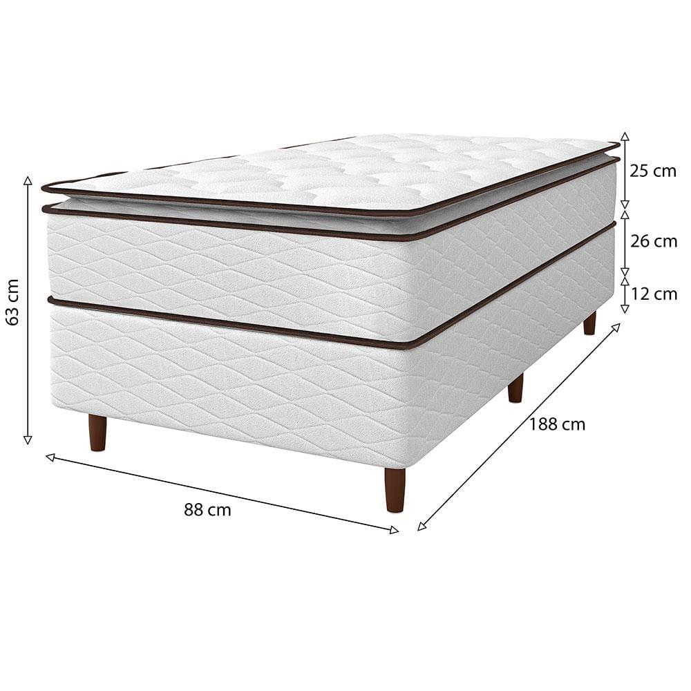 Cama Box de Solteiro Umaflex New Itália com Molas Ensacadas e Pillow Top D26 - 63x88x188cm - Branco/Marrom - 9