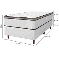 Cama Box de Solteiro Umaflex New Itália com Molas Ensacadas e Pillow Top D26 - 63x88x188cm - Branco/Marrom - 9