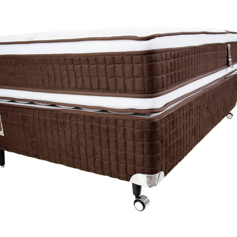 Cama Box Viúva Castor Selle P Double com Revestimento em Tecido Suede + Colchão com Molejo Tecnopedic, Euro Pillow 34x128x198cm – Marrom e Bege - 4