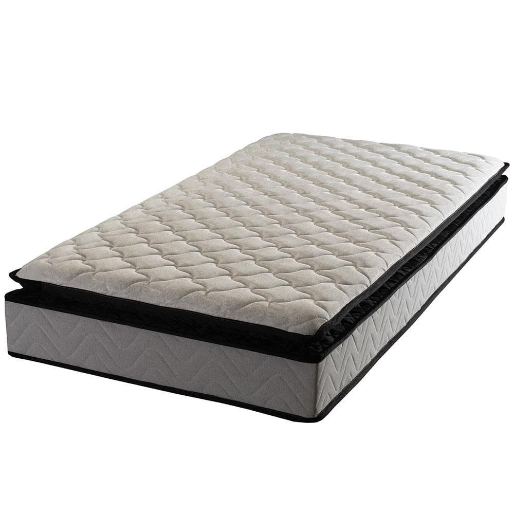 Cama Box de Solteiro Hellen Titanium com Espuma D28, Pillow Top e Revestimento em Tecido Malha 62x88x188cm - Cinza/Preto - 2