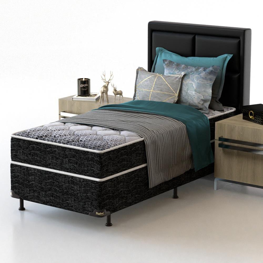 Cama Box de Solteiro Probel Guarda Costas Promiddle Espuma D28 60x88x188cm - Branco/Preto - 4