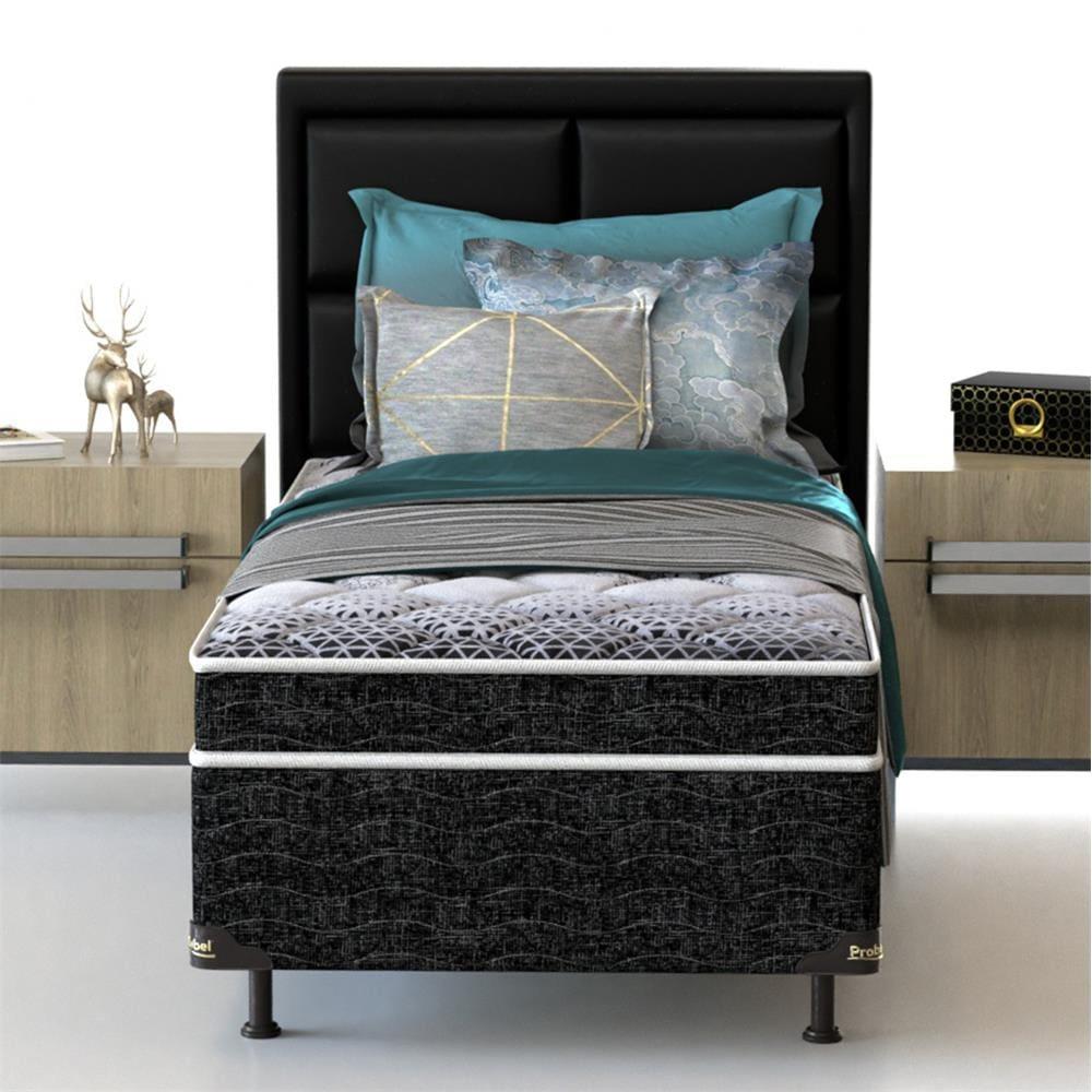 Cama Box de Solteiro Probel Guarda Costas Espuma D23 52x88x188cm - Branco/Preto - 1