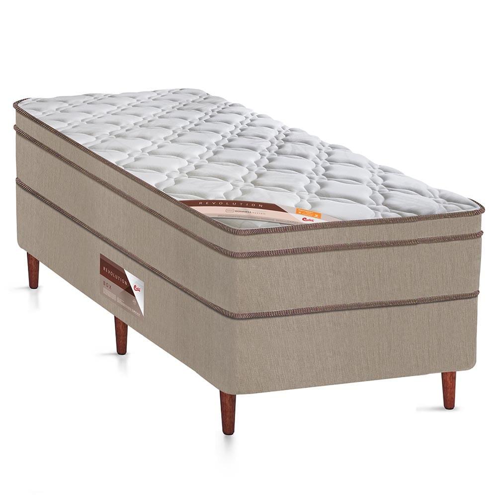 Cama Box Solteirão Castor Revolution com Molas Ensacadas 66x100x200cm – Branco/Bege - 1