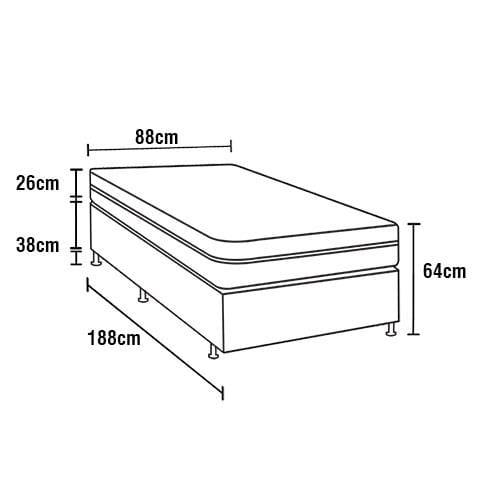 Cama Box Solteiro Probel Nevada com Euro Pillow e Molas Ensacadas 64x88x188 cm - Bege/Marrom - 9