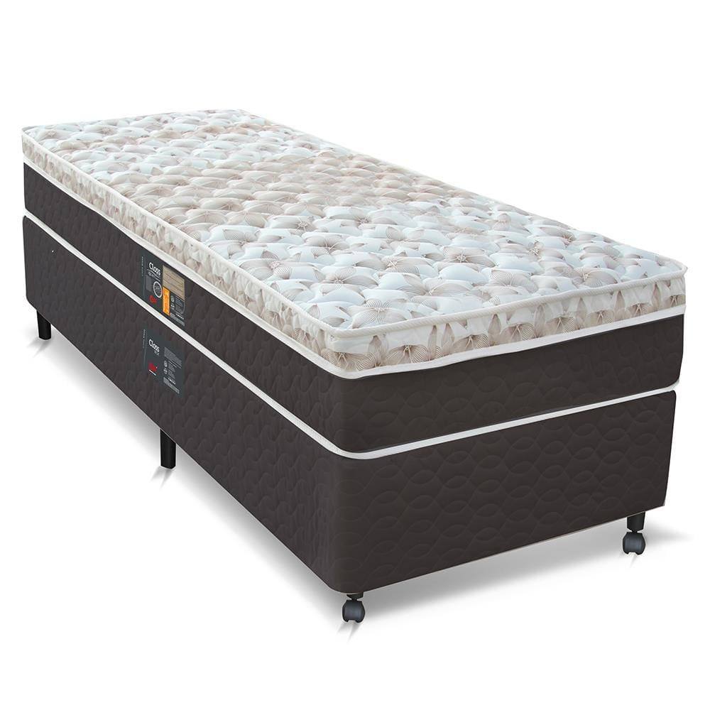 Cama Box Solteiro Castor Sleep Classic Hibrido com Molas Ensacadas 64x88x188cm – Branco/Cinza - 1