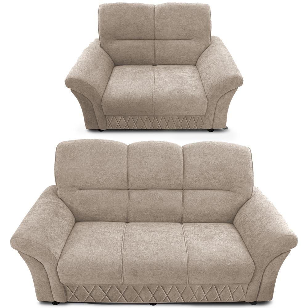 Sofá de 3 e 2 Lugares Cama inBox Mourato com 187cm e 140cm de Larguras e Revestidos em Bouclé - 2