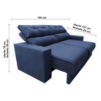 Sofá 3 lugares Cama Inbox Clean Reclinável - 190 cm de largura + Painel Home Suspenso Colibri Tocantins com 160 cm de largura para TVs de até 60" - 5