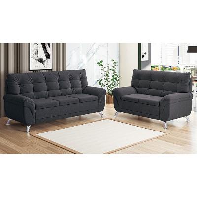 Sofá 3 e 2 Lugares Linoforte Arezzo Revestido em Tecido Suede com Larguras de 202cm e 152cm