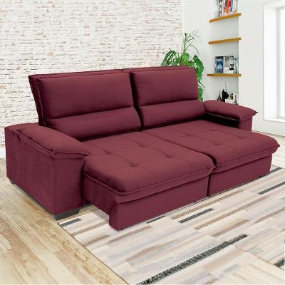 Sofá de 4 Lugares Linoforte Barcellos com 230 cm de Largura, Retrátil/Reclinável, com Revestimento em Tecido Suede