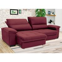 Sofá de 4 Lugares Linoforte Barcellos com 230 cm de Largura, Retrátil/Reclinável, com Revestimento em Tecido Suede