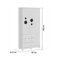 Guarda-Roupa Infantil Peroba Duda Plus com 92 cm de largura + Cômoda com 4 Gavetas e 65,1 cm de largura + Berço Americano - 5